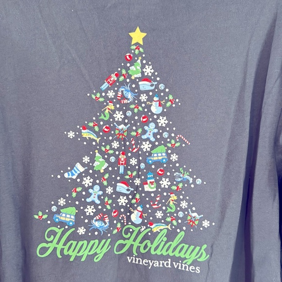 NWT Vineyard Vines Happy Holidays Christmas Tree Blue Blazer Pocket Tee - M - Picture 7 of 10